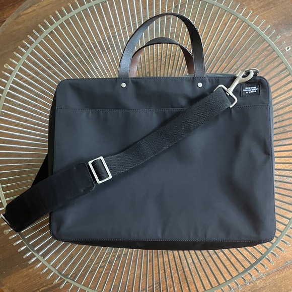 Jack Spade black nylon tote bag with leather handles and cross body strap - Picture 1 of 14